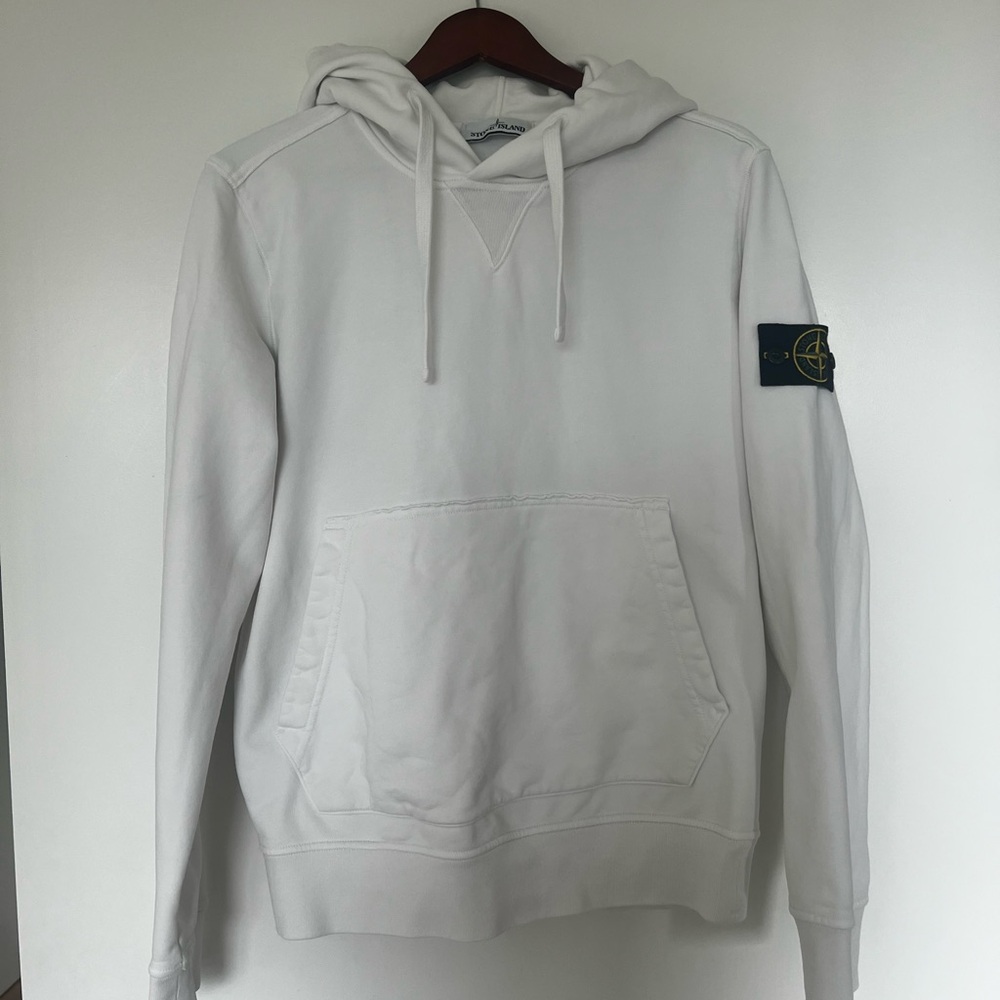 Stone Island white hoodie
